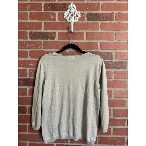 Alfred Dunner | Gray Long Sleeve Studded Glittered Sweater Top - Picture 5 of 5